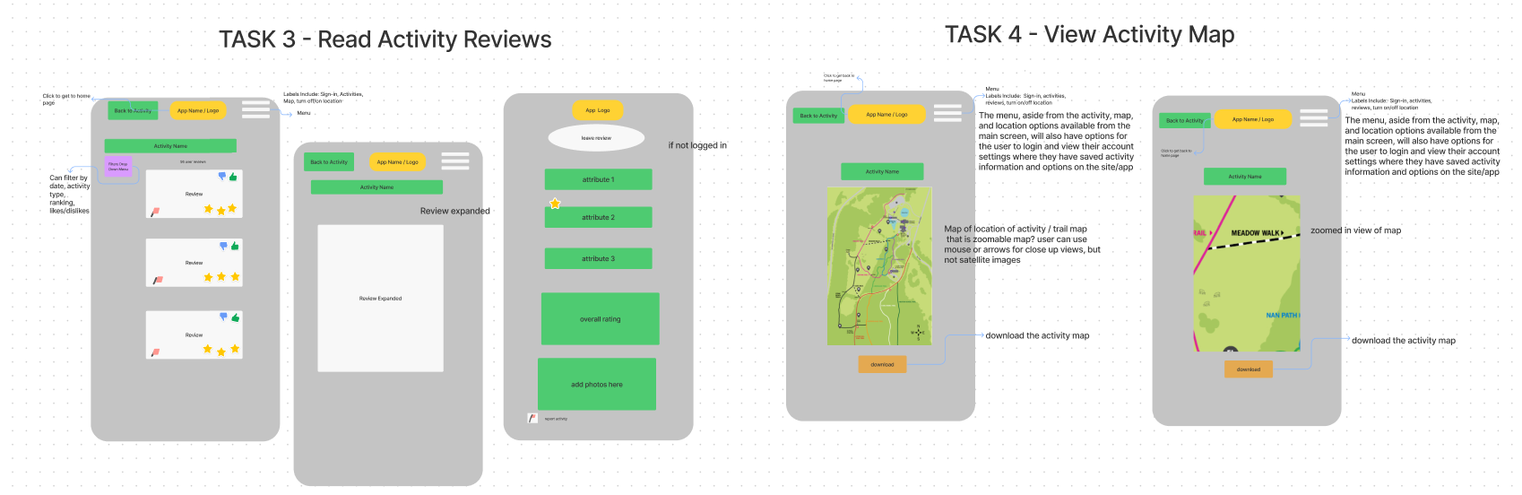 Low Fidelty Wireframes